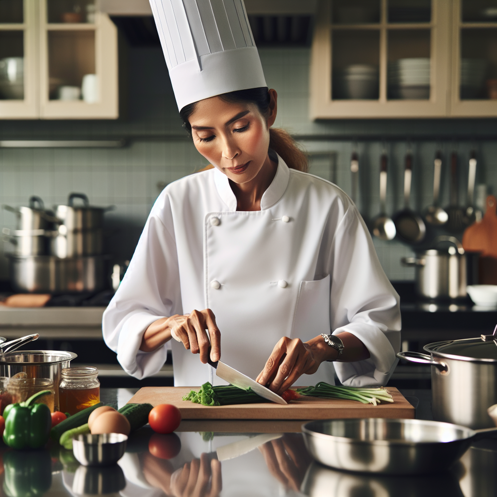 Realistic stock image of chef preparing gourmet dish